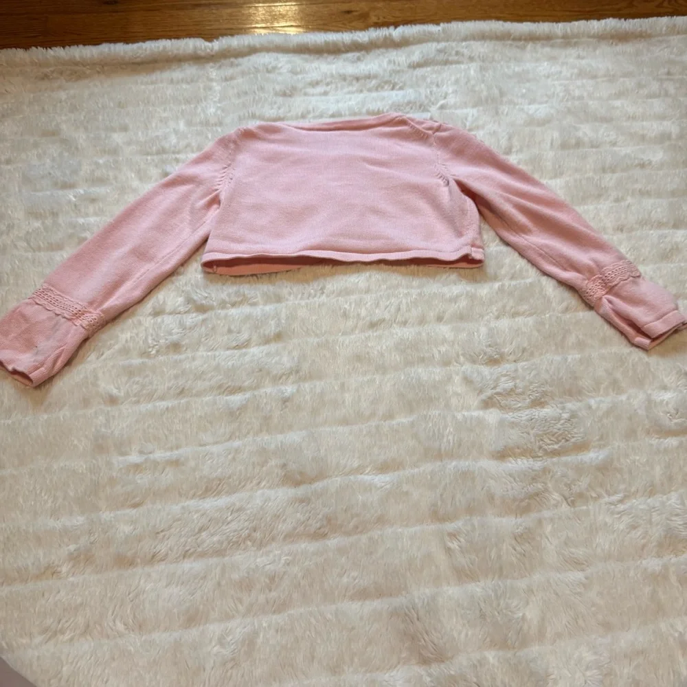 Janie and Jack Pink Knit Cropped Cardigan